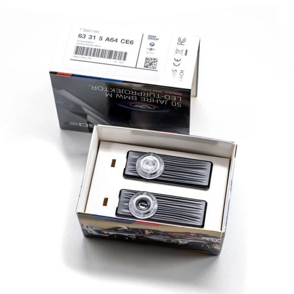 63315A64CE6-3 Genuine BMW 50th Year Anniversary LED door projectors - Diameter 68mm - 63315A64CE6